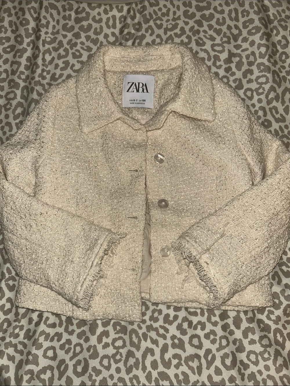 ZARA Cream Bouclé Cropped Jacket